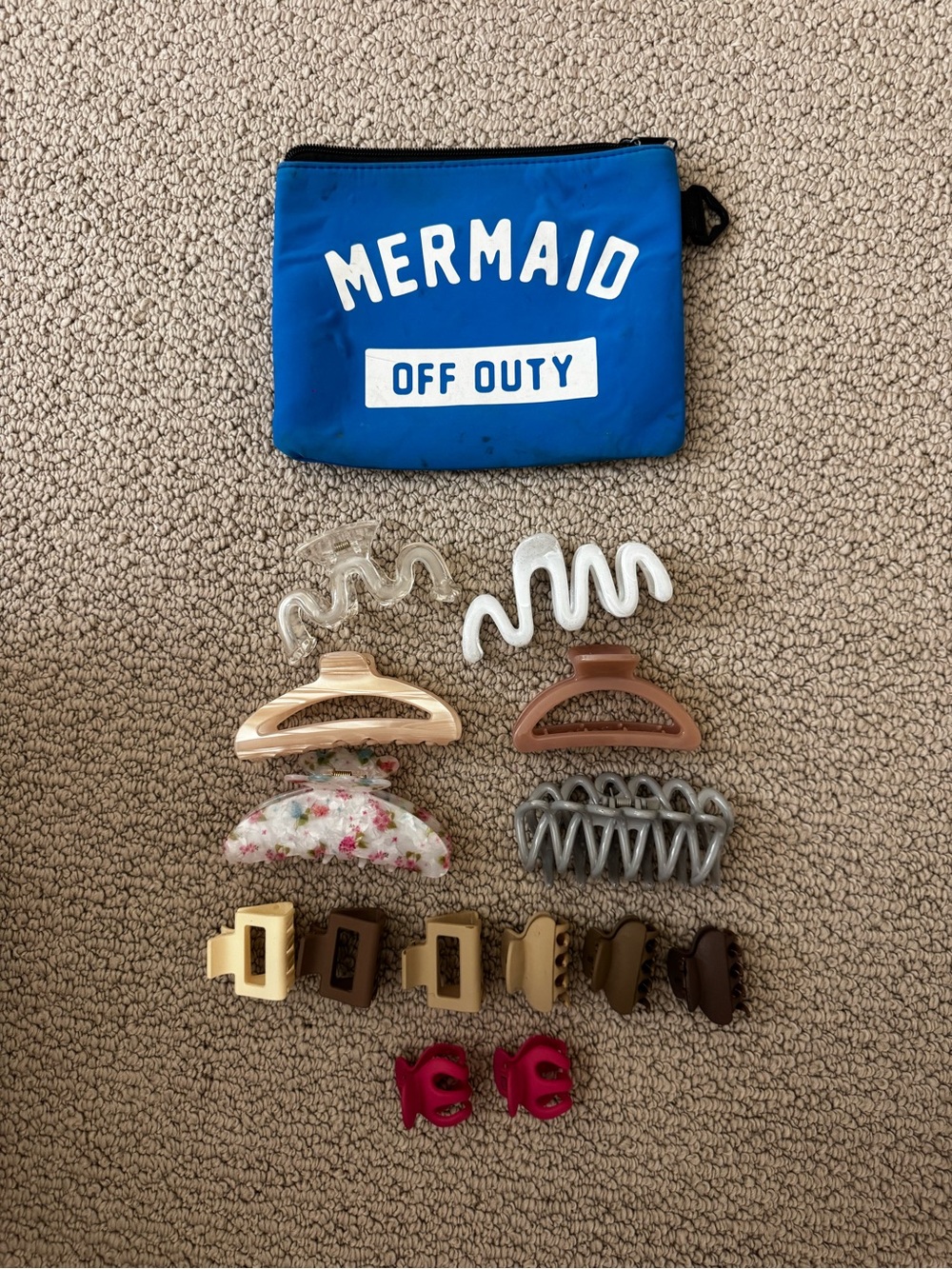 & Other Stories Blue 'Mermaid' Pouch with Assorted Kids Hair Clips